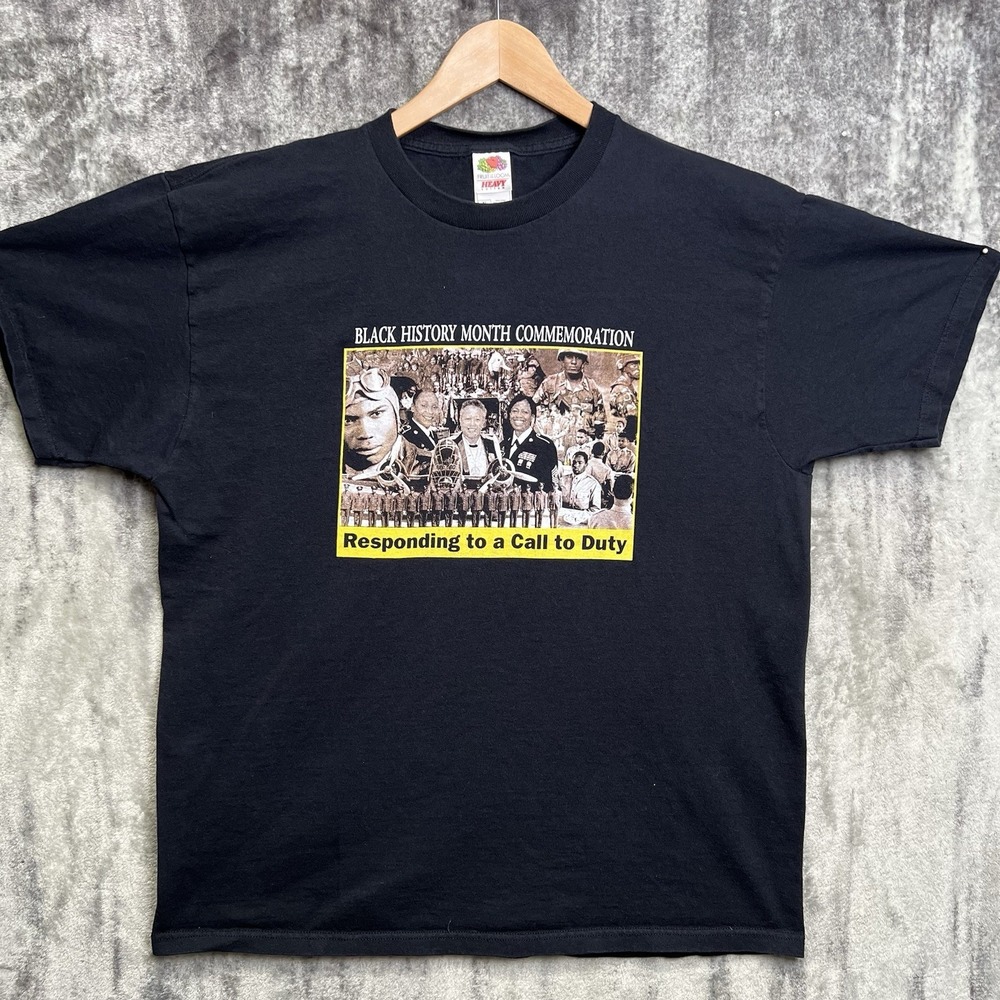 Vintage Y2K Black History Men's XL Army African American History T Shirt